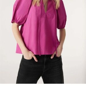 ba&sh Fuchsia Puff Sleeve Blouse